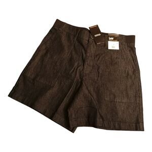 LEE Womens Fresno Jean Shorts Comfort Waistband Blue Dark Wash High Rise Size 12